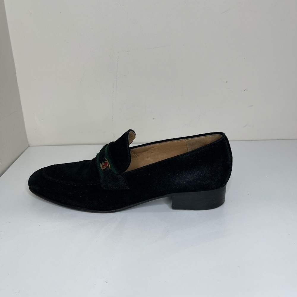 GUCCI GG Horsebit Web loafers black suede preppy  LOGO VTG designer school - Picture 7 of 13